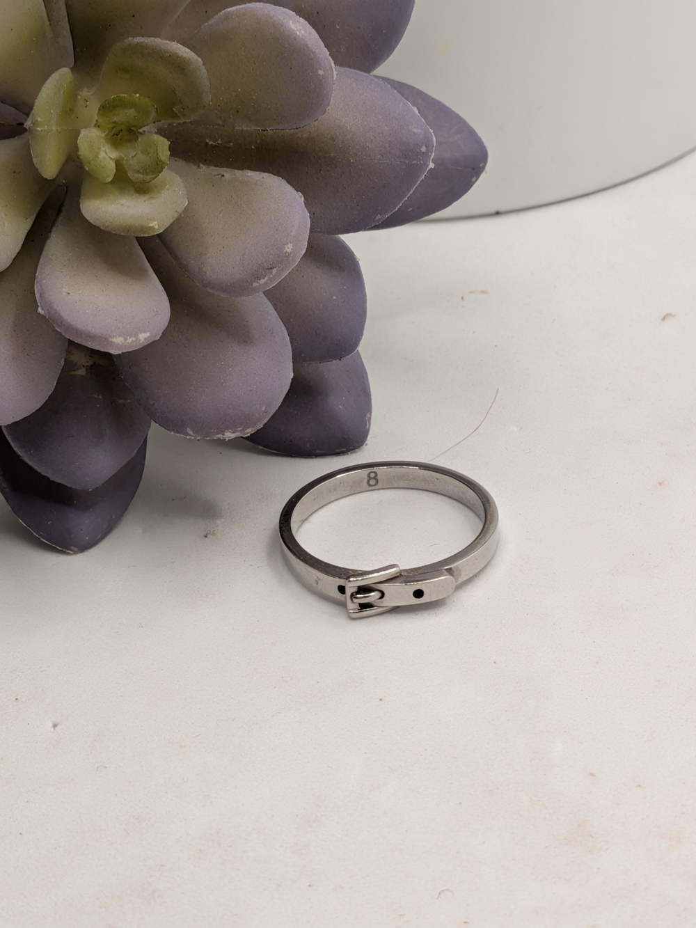 Michael Kors Belt Buckle Ring in Silver - Size 8